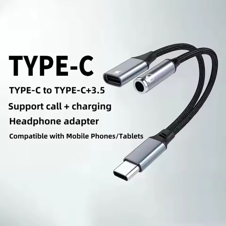Earphone Splitter Jack - USB-C OTG con carga tipo C