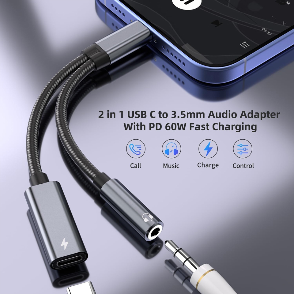USB-C OTG con carga tipo C OTG - Earphone Splitter Jack reseña y precio